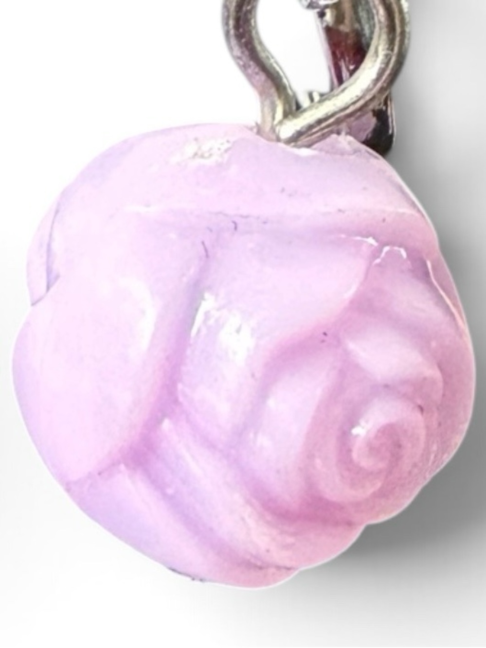 Vintage Lavender Rose Dangle Drop Clip-On Earrings - Picture 5 of 8